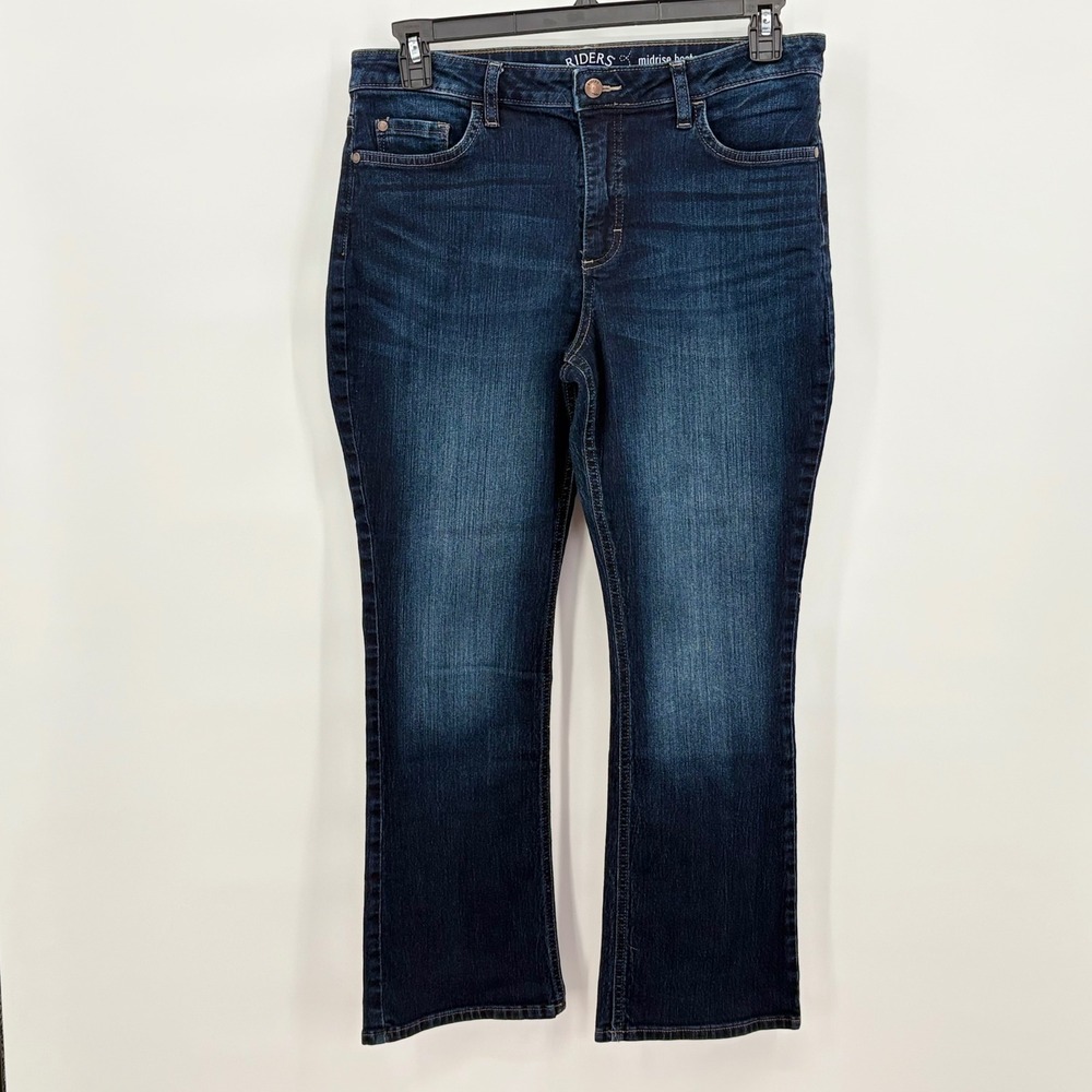 Riders by Lee Womens 14P Dark‎ Wash Midrise Bootcut Jeans 1SMBCW1 Stretch Denim